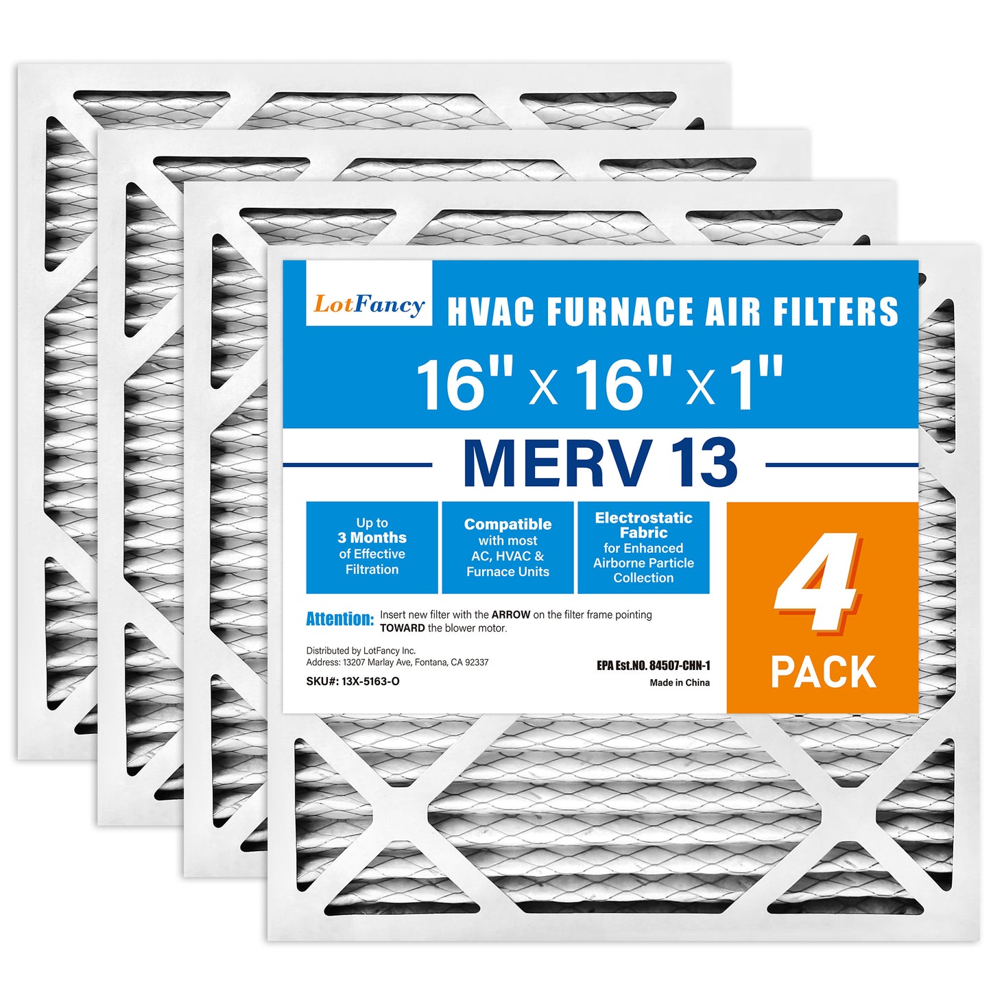 LotFancy MERV 8 11 13 Air Filters, Pleated AC Furnace Filters, Air Conditioner HVAC Filters