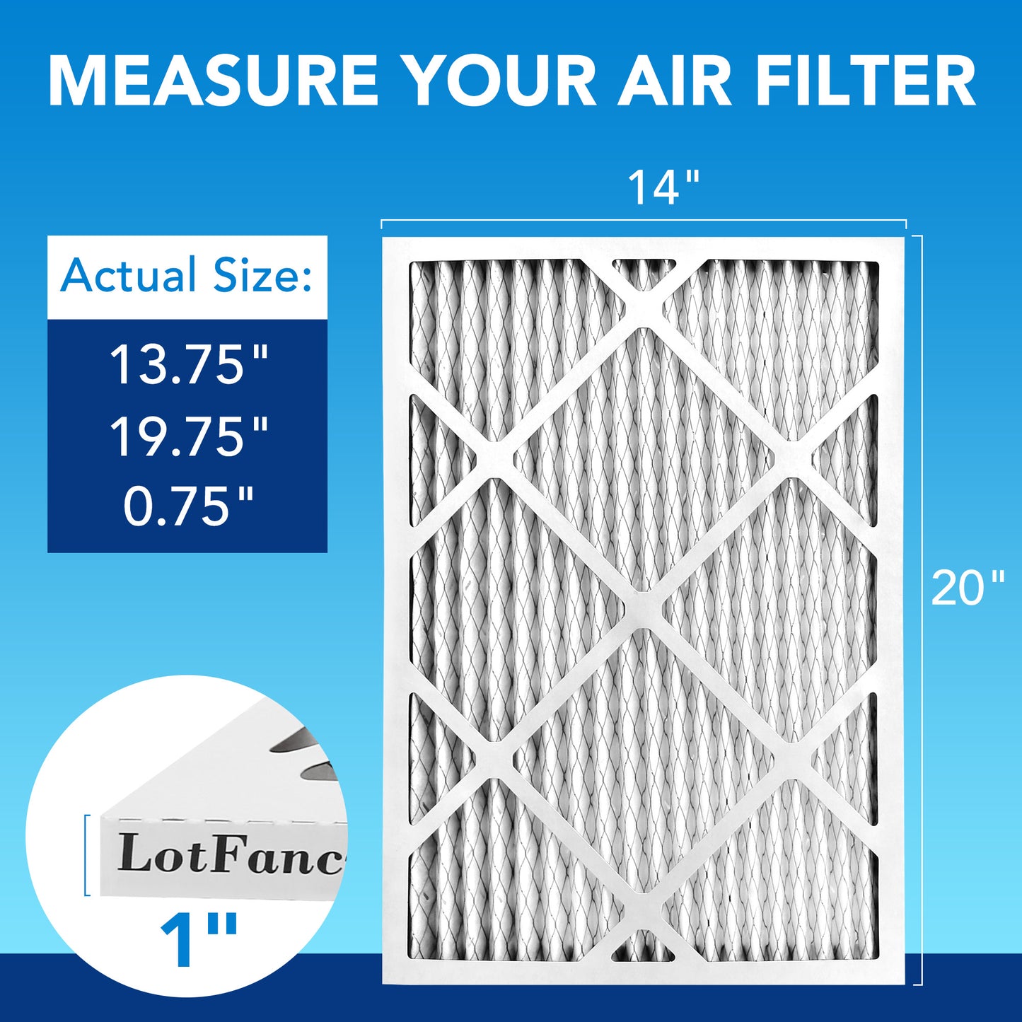 LotFancy 14x20x1 Air Filters, MERV 13 Pleated HVAC AC Furnace Air Filters, 4 Pack