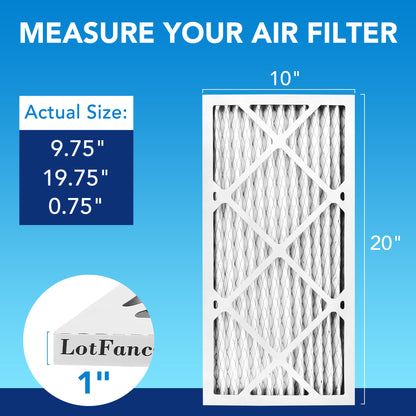 LotFancy 10x20x1 Air Filters, MERV 13 Pleated HVAC AC Furnace Air Filters, 4 Pack