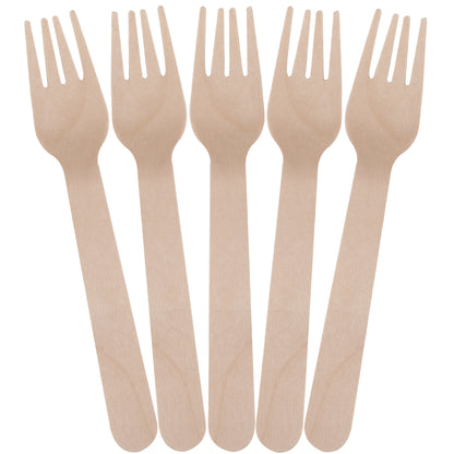 LotFancy Disposable Forks, 100 Pcs Wooden Forks, 6.2" Compostable Biodegradable Forks