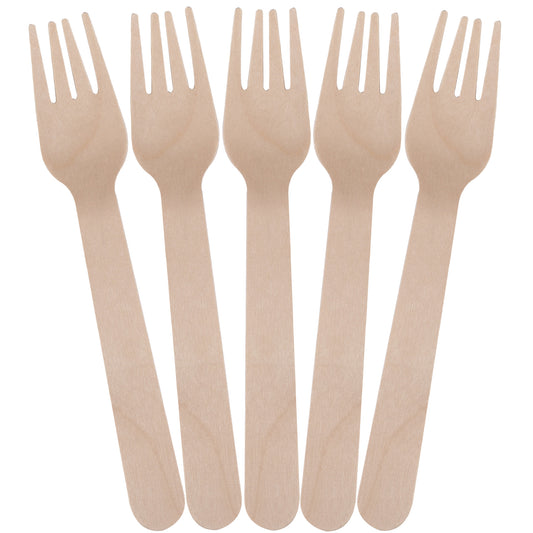 LotFancy Disposable Forks, 100 Pcs Wooden Forks, 6.2" Compostable Biodegradable Forks