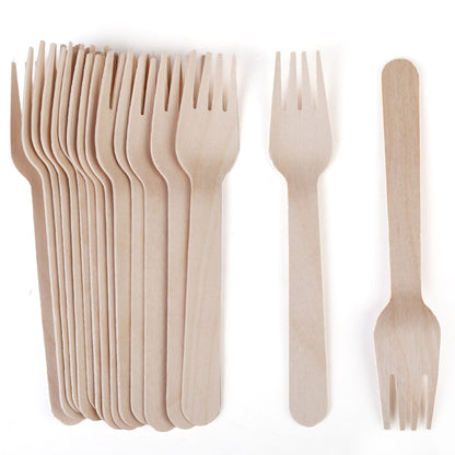 LotFancy Disposable Wooden Forks, 6.2inch Compostable Biodegradable Eco-friendly Forks, Great for Party Camping Picnics