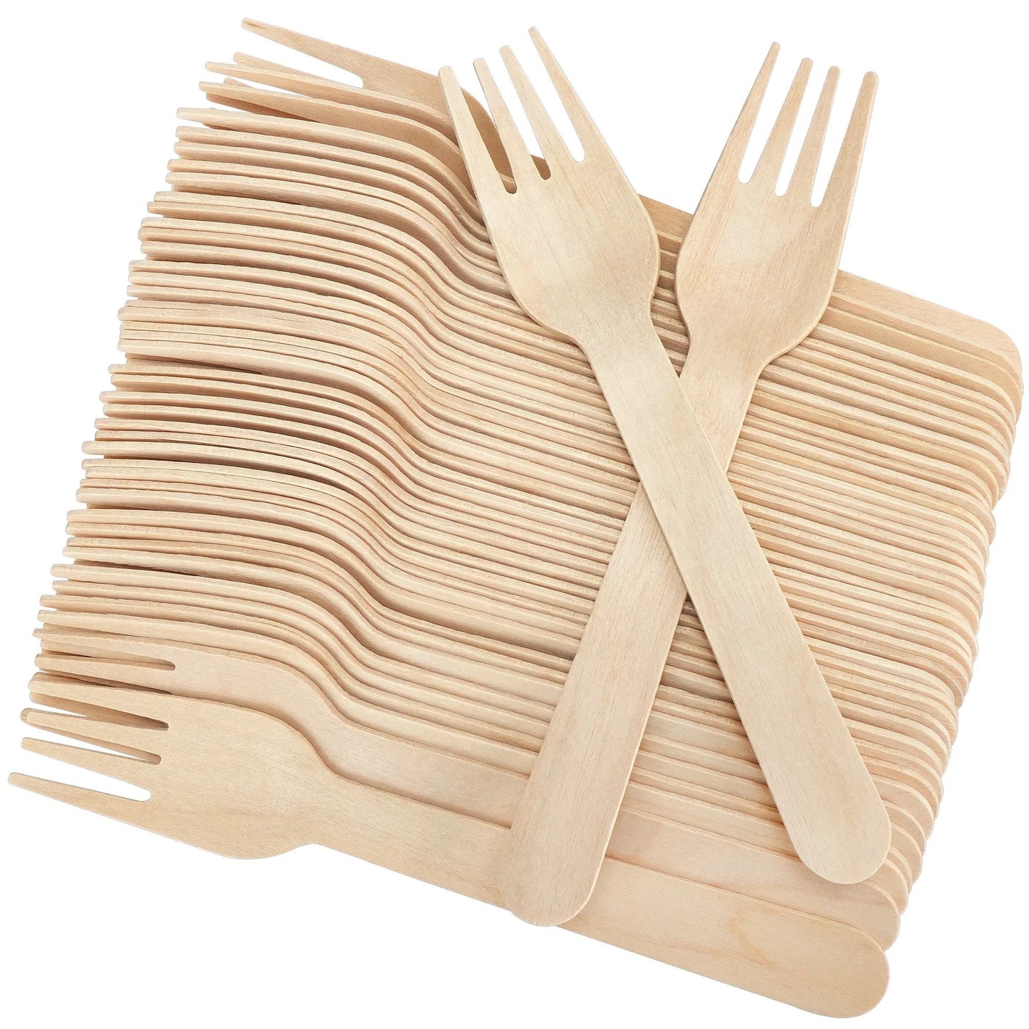 LotFancy Forks Disposable, 250 Pcs Wooden Forks, 6.2" Compostable Biodegradable Wood Forks