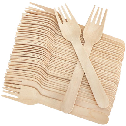 LotFancy Forks Disposable, 250 Pcs Wooden Forks, 6.2" Compostable Biodegradable Wood Forks