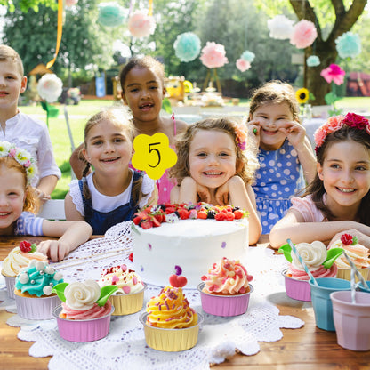 LotFancy Mini Cake Pans with Lids (50pcs, 5oz), Aluminum Foil Baking Cups, Cupcake Pan, Silver