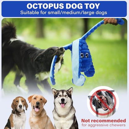 Prime Pets 27" Extra Large Octopus Dog Toy, Crinkle Squeaky Dog Toy for Small Medium Large Dogs