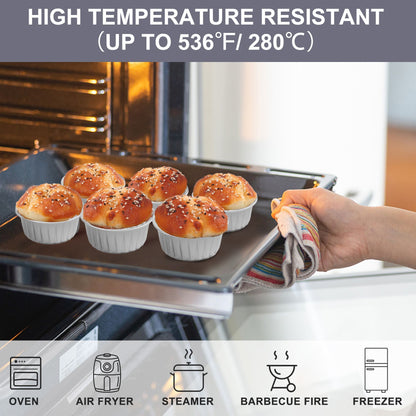 LotFancy Mini Cake Pans with Lids (50pcs, 5oz), Aluminum Foil Baking Cups, Cupcake Pan, Silver