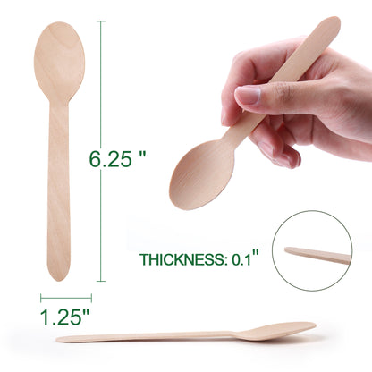 LotFancy Wooden Spoons, Disposable Tasting Sampling Spoons with Concave Tip, Biodegradable and Compostable