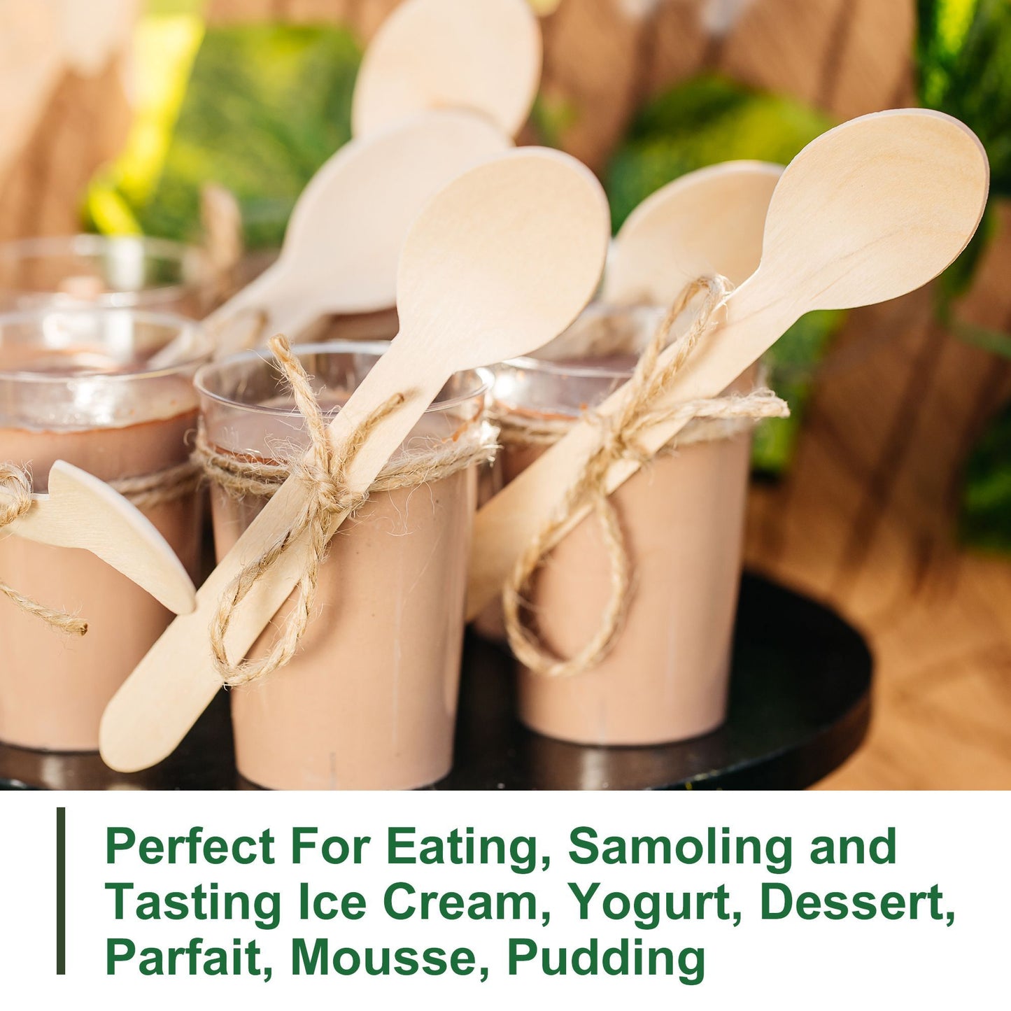 LotFancy Wooden Spoons, Disposable Tasting Sampling Spoons with Concave Tip, Biodegradable and Compostable