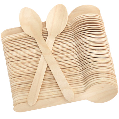 LotFancy 250 Pcs Disposable Wooden Spoons, 6.25 in Compostable Wood Cutlery Spoon