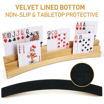 LotFancy Curved Wooden Playing Card Holders WMT