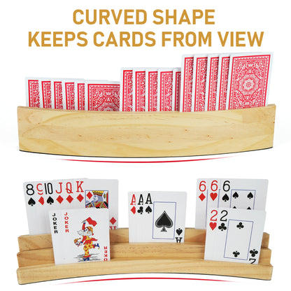 LotFancy Curved Wooden Playing Card Holders WMT