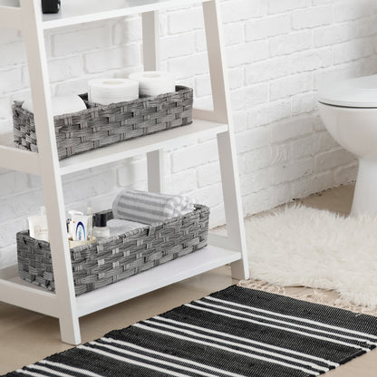 LotFancy Toilet Paper Storage Basket, 2 Pack Woven Wicker Toilet Tray Tank Topper Baskets,Gray