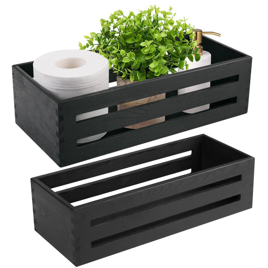 LotFancy Bathroom Decor Box, 2 Pack Wooden Toilet Paper Holder WMT