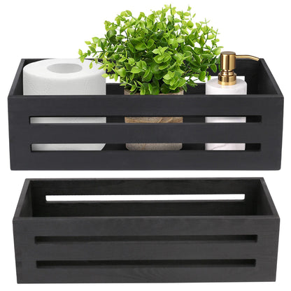 LotFancy Bathroom Decor Box, 2 Pack Wooden Toilet Paper Holder WMT