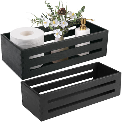 LotFancy Bathroom Decor Box, 2 Pack Wooden Toilet Paper Holder WMT