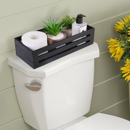 LotFancy Bathroom Decor Box, 2 Pack Wooden Toilet Paper Holder WMT