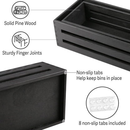 LotFancy Bathroom Decor Box, 2 Pack Wooden Toilet Paper Holder WMT
