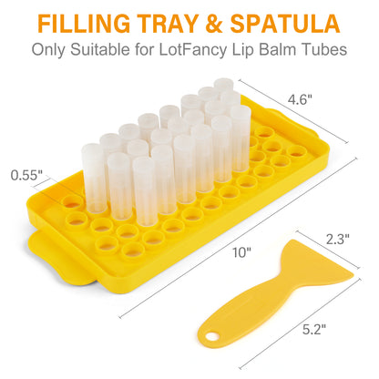 LotFancy Lip Balm Tubes Empty with Filling Kit, 50Pc 5.5ml Clear Lip Balm Containers with White Caps