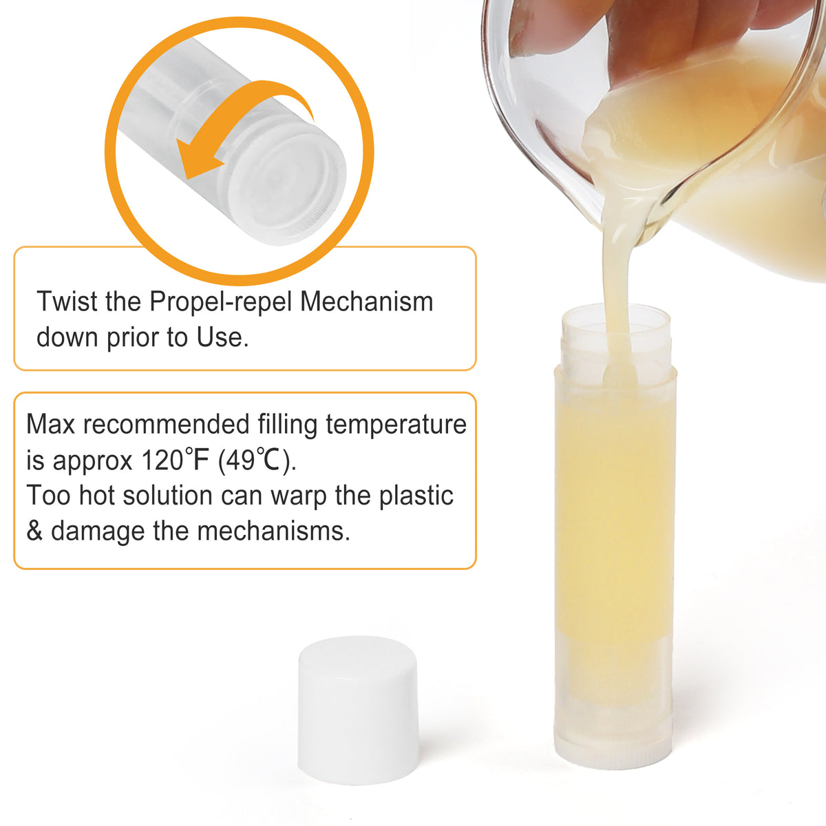 LotFancy Lip Balm Tubes Empty with Filling Kit, 50Pc 5.5ml Clear Lip Balm Containers with White Caps