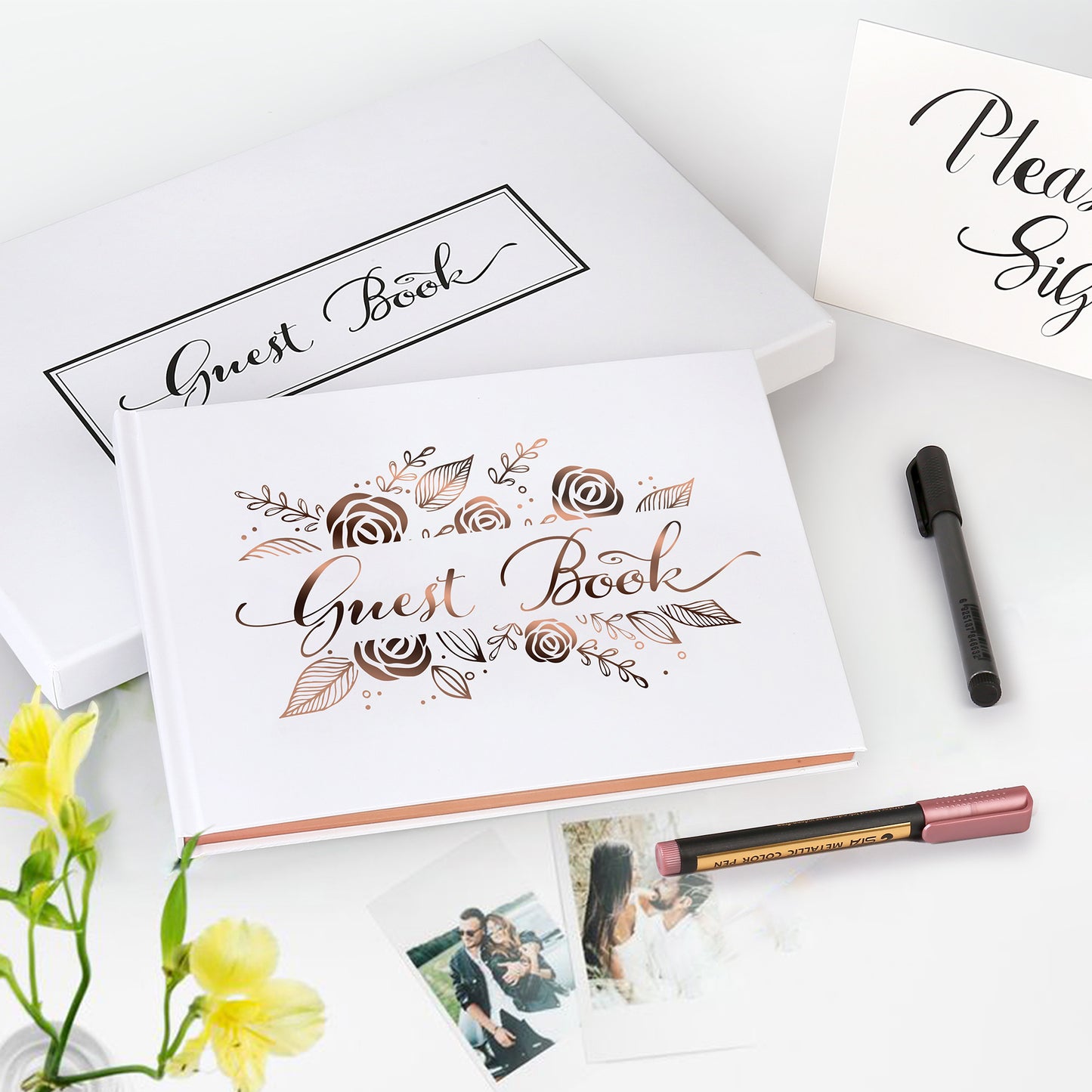 LotFancy Wedding Guest Book, 10x8’’ Sign in Book