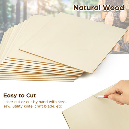 LotFancy Basswood Sheets, 12 Pack, 12 x 12 x 1/8 in, Plywood Sheets, 3 mm Square Craft Wood Board