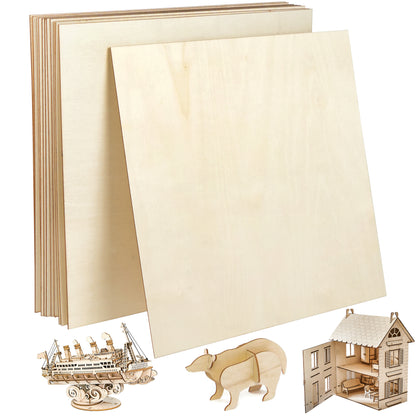 LotFancy Basswood Sheets, 12 Pack, 12 x 12 x 1/16 in, Plywood Sheets, 1.5mm Square Craft Wood Board