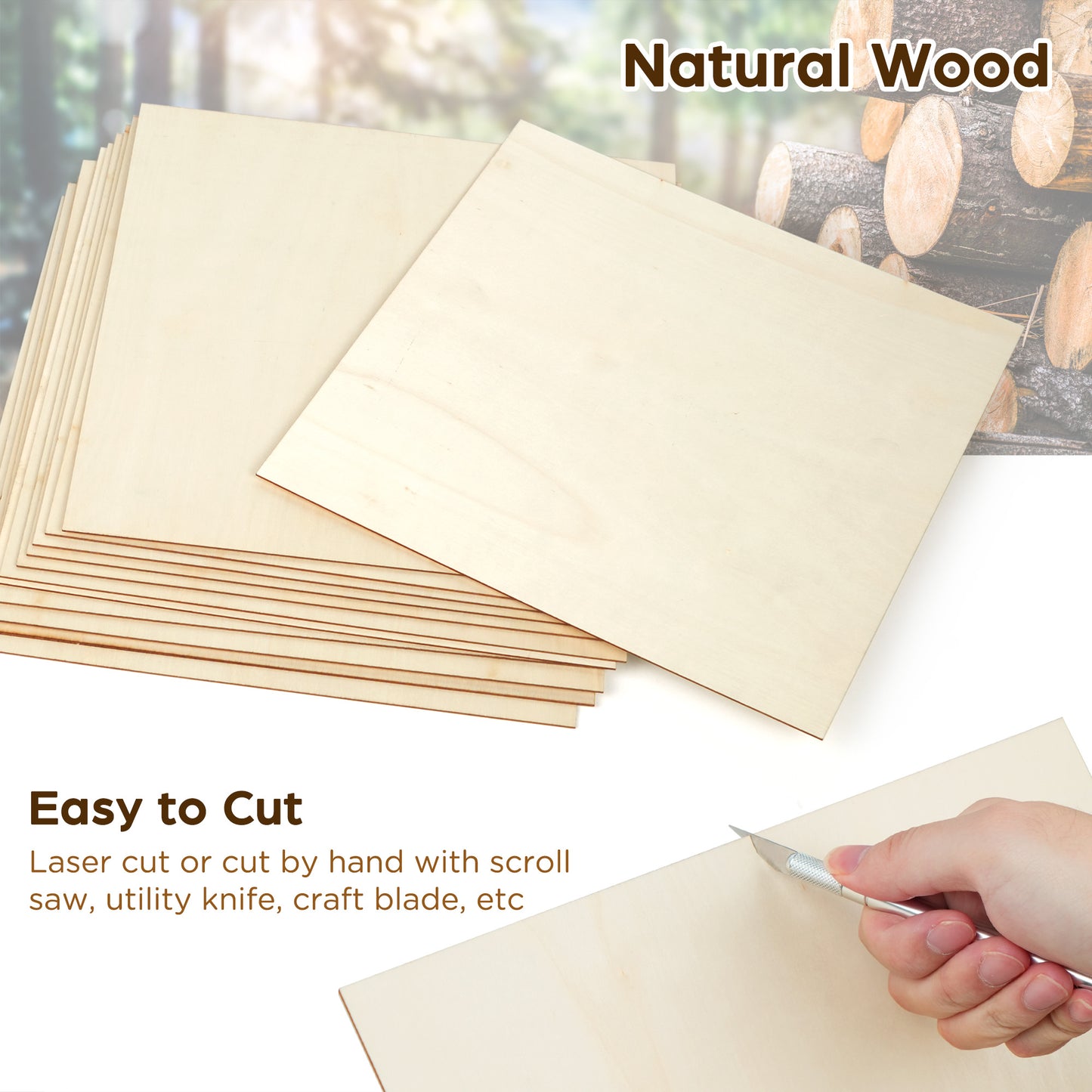 LotFancy Basswood Sheets, 12 Pack, 12 x 12 x 1/16 in, Plywood Sheets, 1.5mm Square Craft Wood Board