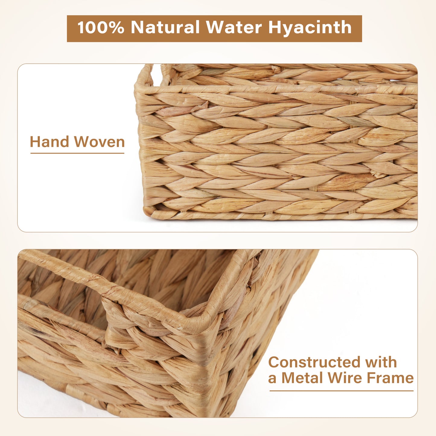 LotFancy Wicker Toilet Basket Tank Topper, 2 Pack Water Hyacinth Storage Basket for Shelves