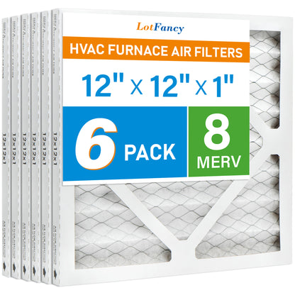 LotFancy 12x12x1 Air Filters, 6 Pack, MERV 8 Pleated HVAC AC Furnace Filters