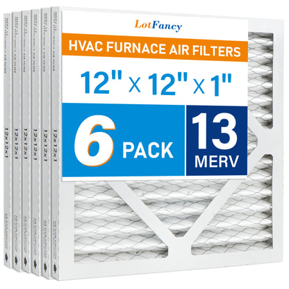 LotFancy 12x12x1 Air Filters, MERV 13 Pleated HVAC AC Furnace Air Filters, 6 Pack