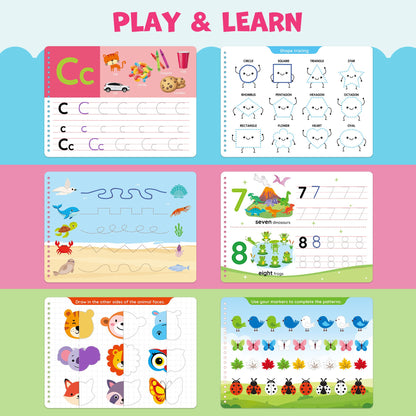 BenBen Preschool Learning Activities, 50 Pages, Tracing Books for Kids Ages 3-5, Busy Book Toys