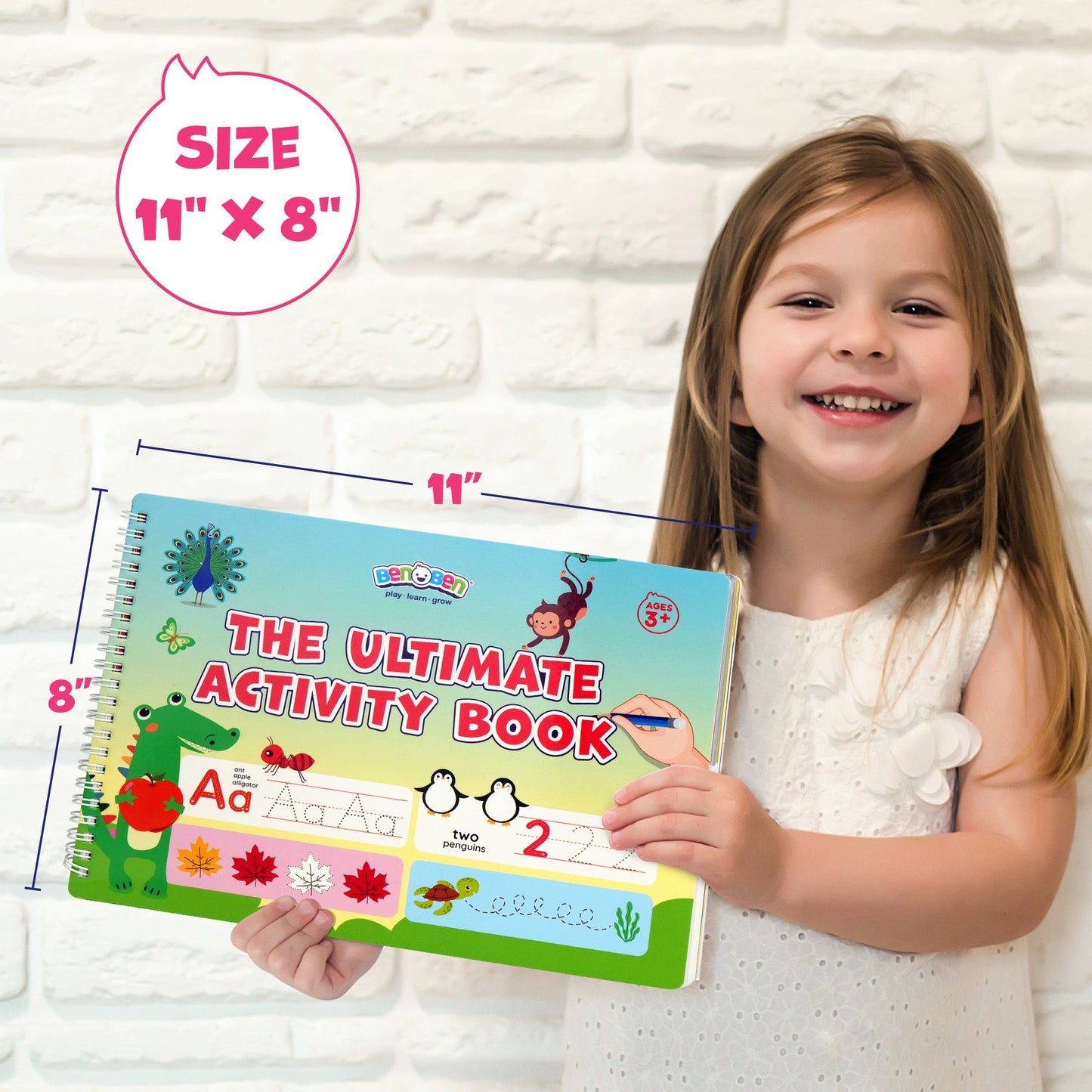 BenBen Preschool Learning Activities, 50 Pages, Tracing Books for Kids Ages 3-5, Busy Book Toys