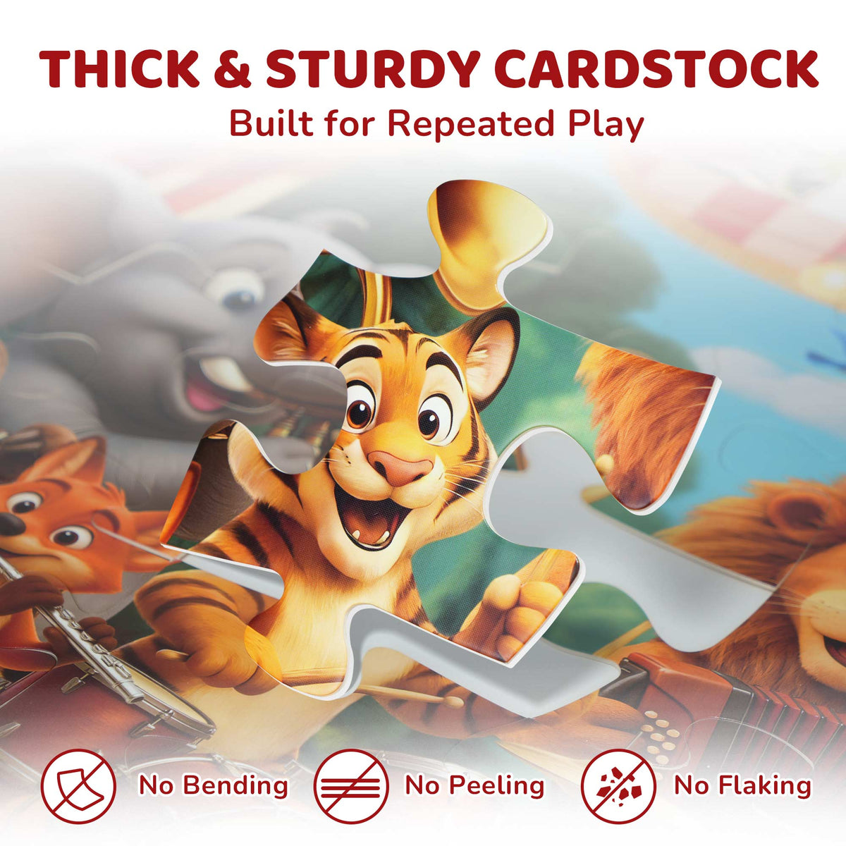 BenBen 48 Piece Puzzle for Kids Ages 3-6, Animal Concert 2 x 3 feet Jumbo Floor Puzzle for Toddlers