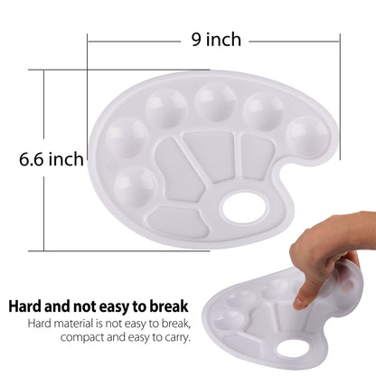 LotFancy Paint Tray Palettes Plastic,Ten Wells with Thumb Hole, Perfect for DIY Craft Art Oil Watercolor Painting, White, Washable