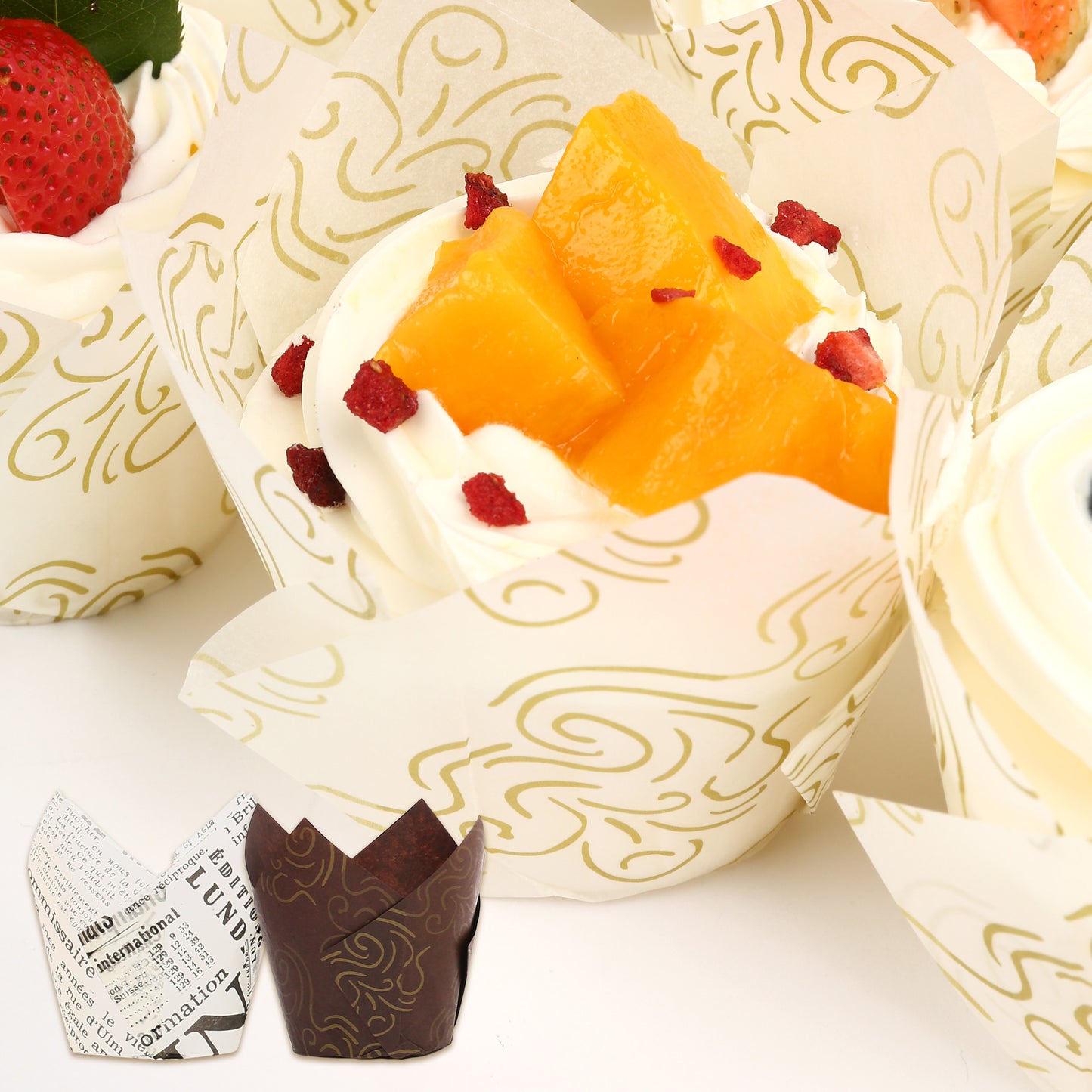 LotFancy 200 Pcs Tulip Cupcake Liners, Muffin Cupcake Paper Wrappers, Multicolor