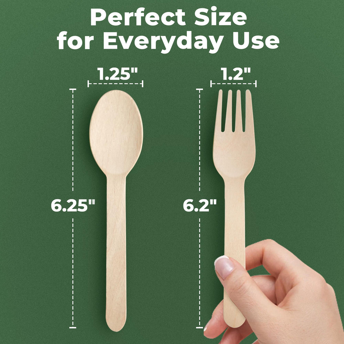 LotFancy 100 Pc Disposable Utensils, Wooden Disposable Cutlery Set,50 Forks, 50 Spoons