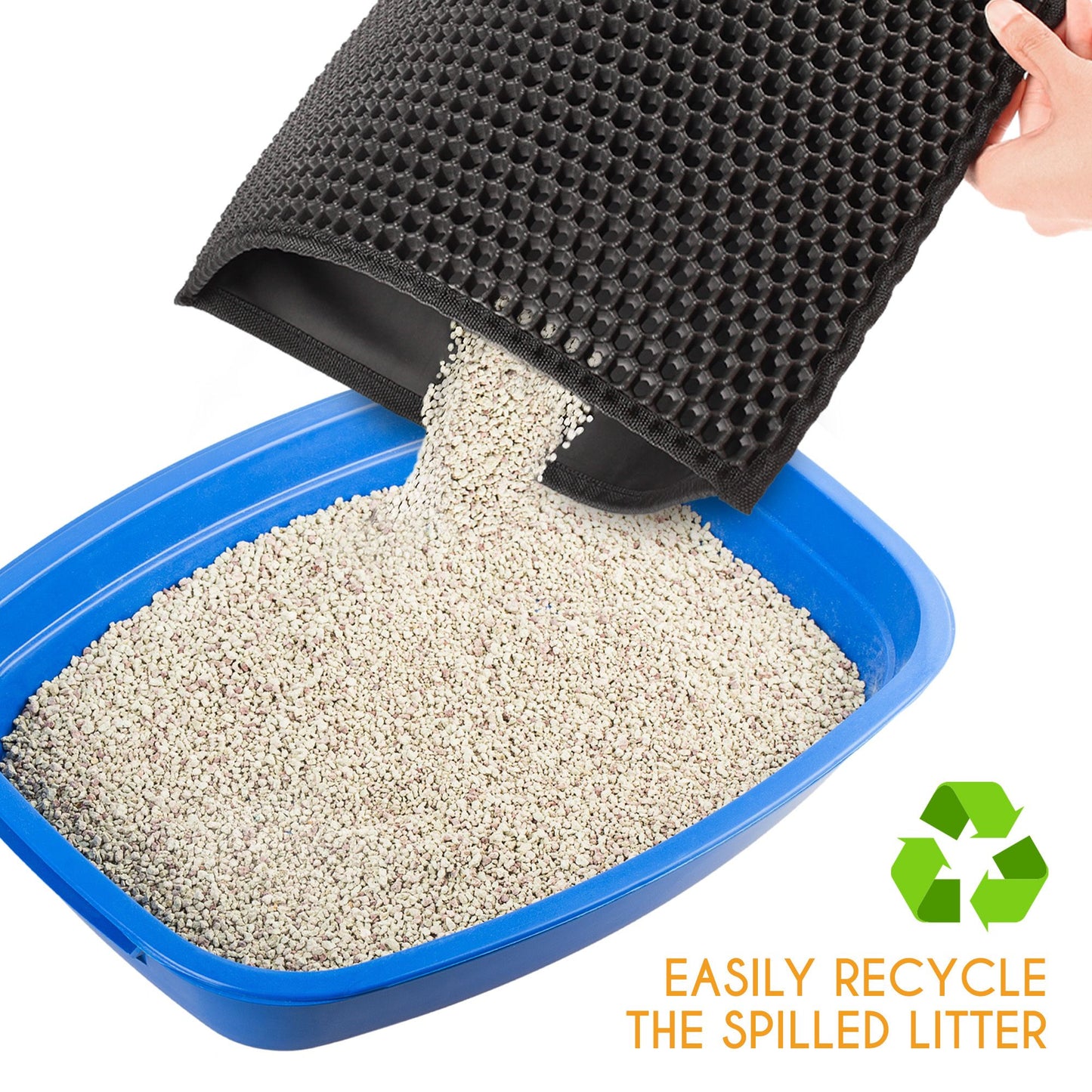 Prime Pets Cat Litter Mat, Double Layer Urine Waterproof Trapper Mat, Non-Slip,24x15 in, Black