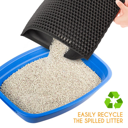 Prime Pets Cat Litter Mat, Double Layer Urine Waterproof Trapper Mat, Non-Slip,24x15 in, Black