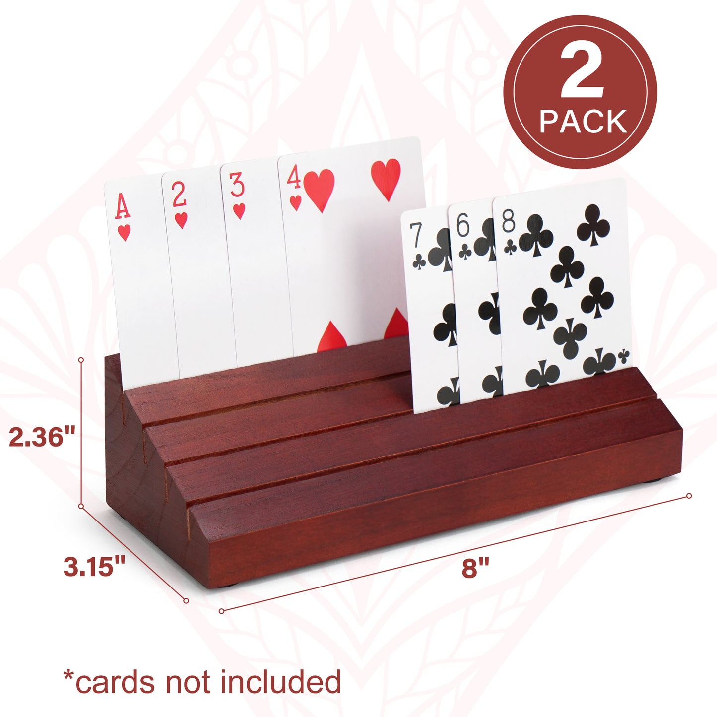 LotFancy 2Pcs Playing Card Holder for Kids, Adults, Seniors, Wooden Cards Holder For Playing Cards