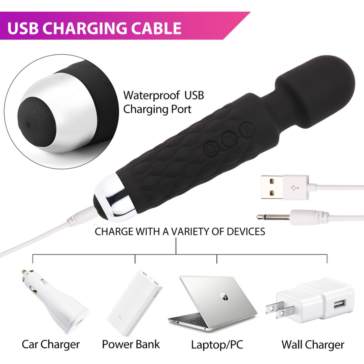 LotFancy Wand Massager for Women, Rechargeable Handheld Massager for Neck Shoulder Back