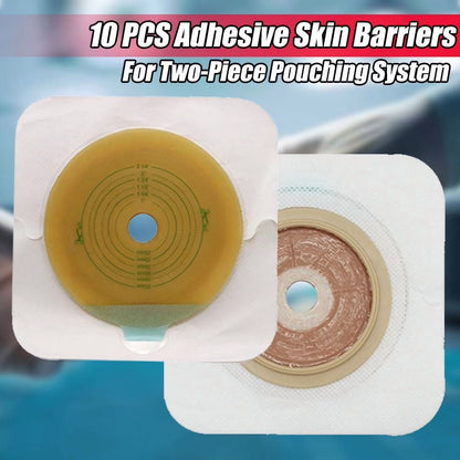 LotFancy Skin Barrier with Non-Woven Border for Two-Piece Drainable Pouch, 10 Pcs Ostomy Wafers