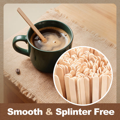 LotFancy 7" Wood Coffee Stirrers, Birchwood Stir Sticks for Cocktails, Beverage, 900 Pack