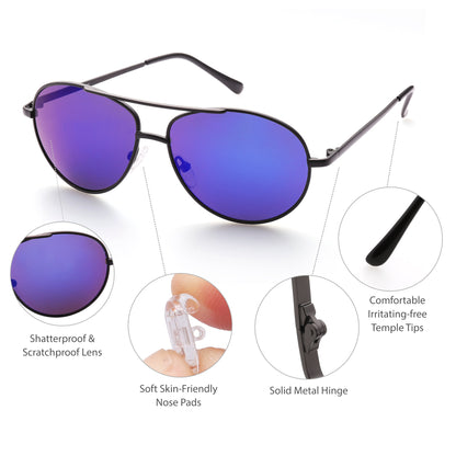 LotFancy Aviator Sunglasses for Kids Girls Boys, with Case, Children Shades Age 3-12, UV 400 Protection, Beach Essentials