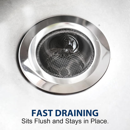 LotFancy 2 Kitchen Sink Strainer, 4.5 in Stainless Steel Mesh Drain Strainer, Silver