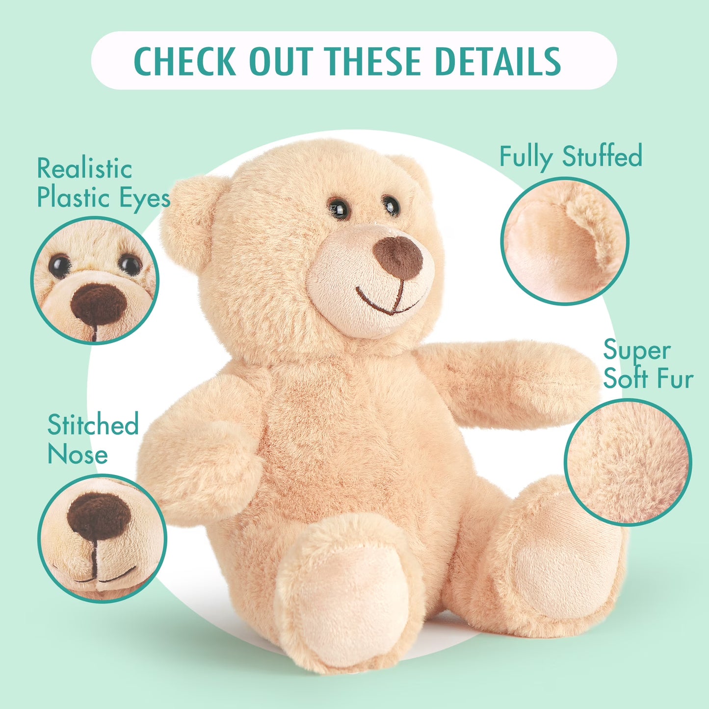 LotFancy Teddy Bear Stuffed Animal, 5 Pack 10 in Bulk Plush Bear Gifts for Kids, Boys, Girls