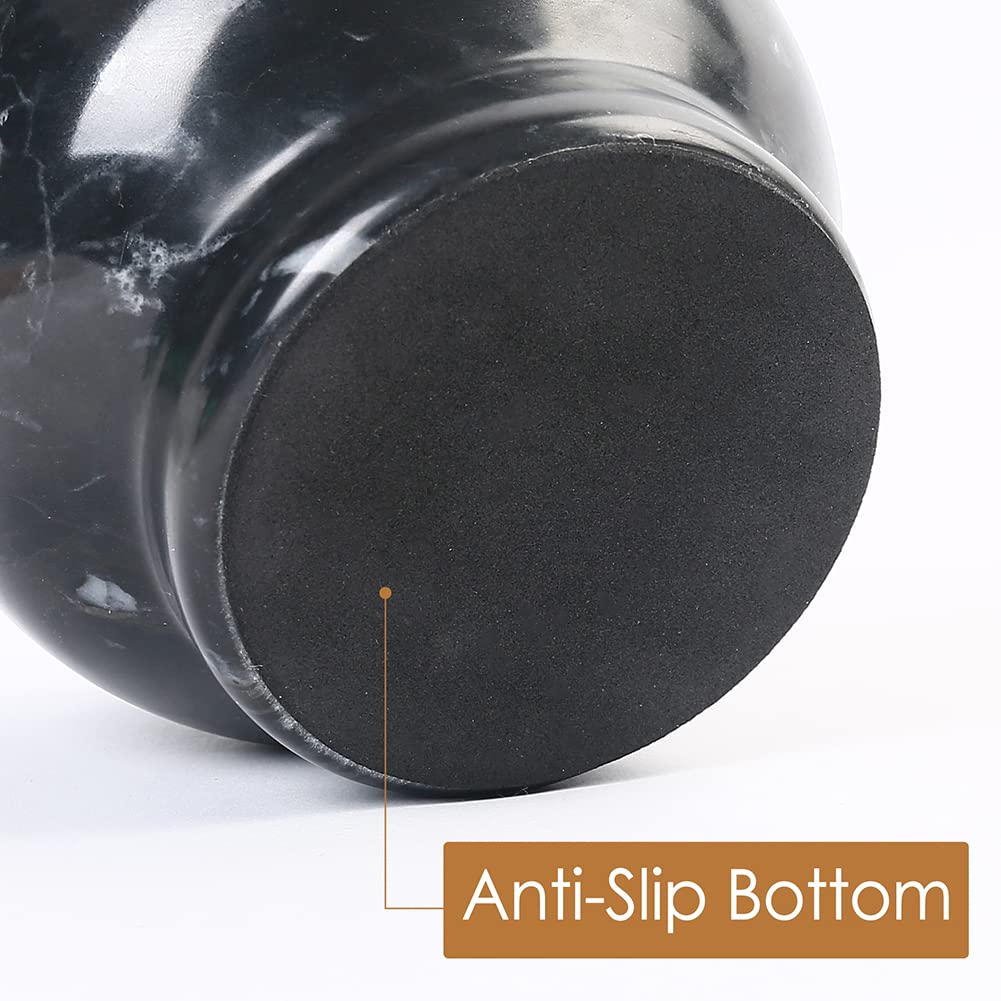 LotFancy Mortar and Pestle Set, 5 inch Large Black Solid Marble Mortar for Guacamole