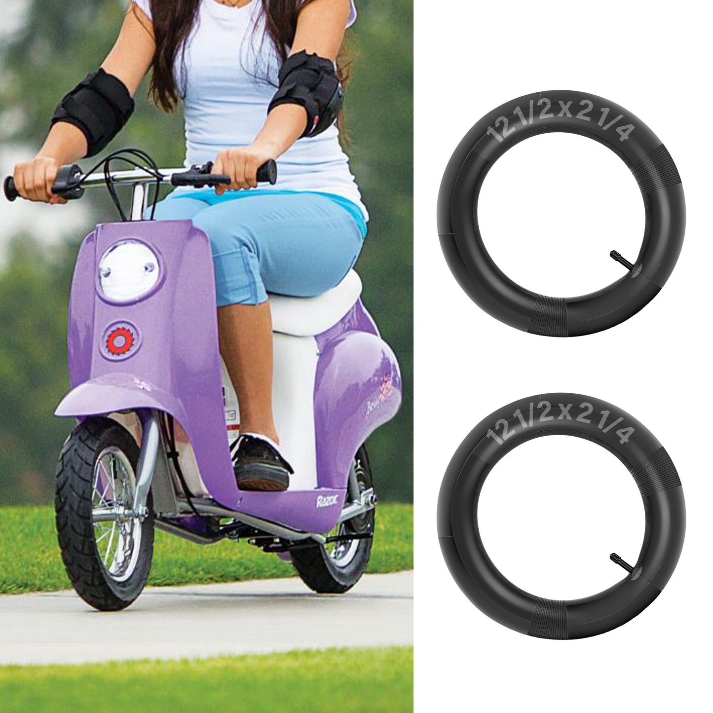 LotFancy 12.5 x 2.25 (12 1/2" x2 1/4") Inner Tube for Razor Pocket Mod, Currie, Schwinn, Gas & Electric Scooters, Kids Bike & Balance Bike Replacement Tubes