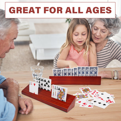LotFancy Playing Card Holder for Kids Adults, Seniors, Large Wooden Hands Free Card Holder, 13.8" L