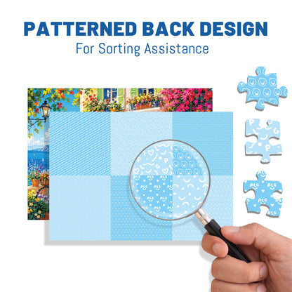 BenBen Puzzles for Adults 500 Pieces, Caffè di Mare, Jigsaw Puzzle with Patterns on Back
